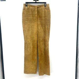 Caslon 100% Suede Leather Tan Straight Leg Pants Women's 10